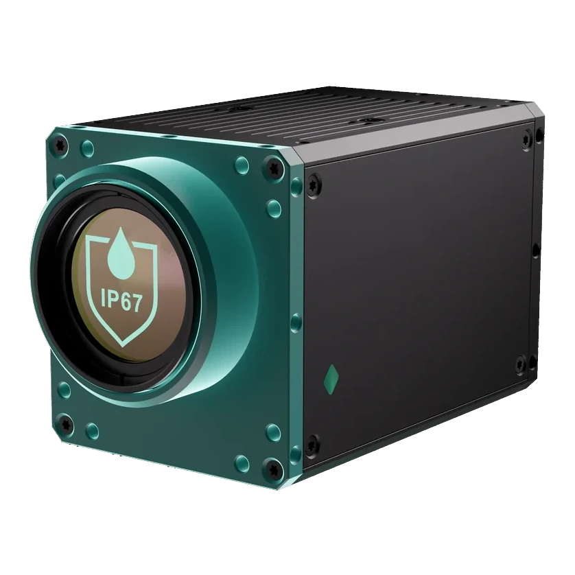 ROOK sensor, front three-quarter view, with the IP67 rating marked on the exposed optic — the only part outside the airframe.